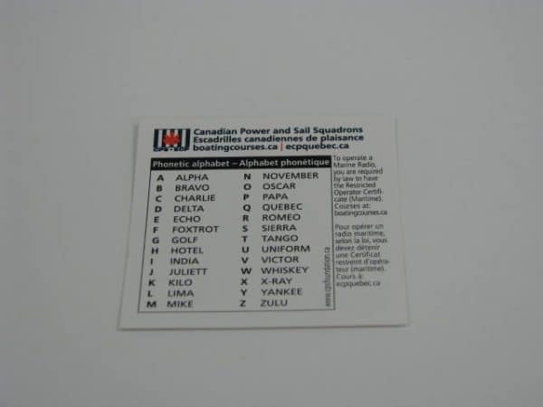 VHF Radio Decals - Bilingual - Single